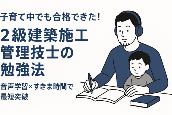 子育て中でも合格できた!
2級建築施工管理技士の勉強法
音声学習×すきま時間で最短突破